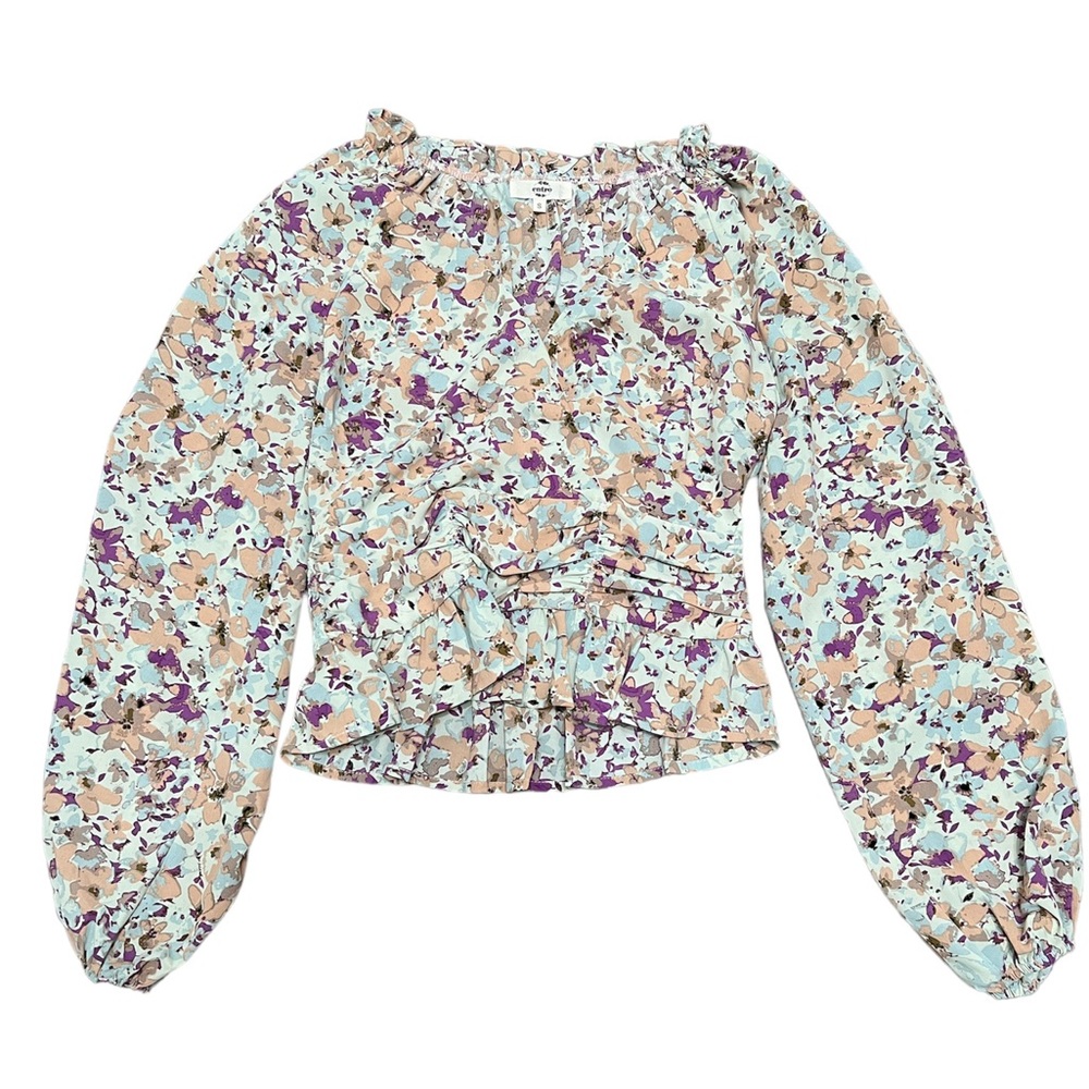 Entro Floral V-Neck Long Sleeve Blouse